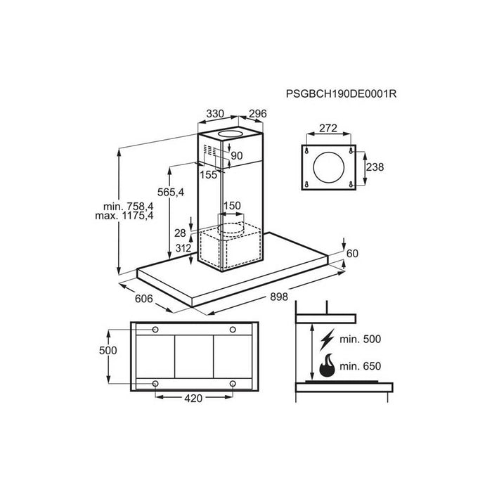 AEG DIE5961HG 90cm Box Island Hood - Stainless Steel - Unbeatable Bathrooms