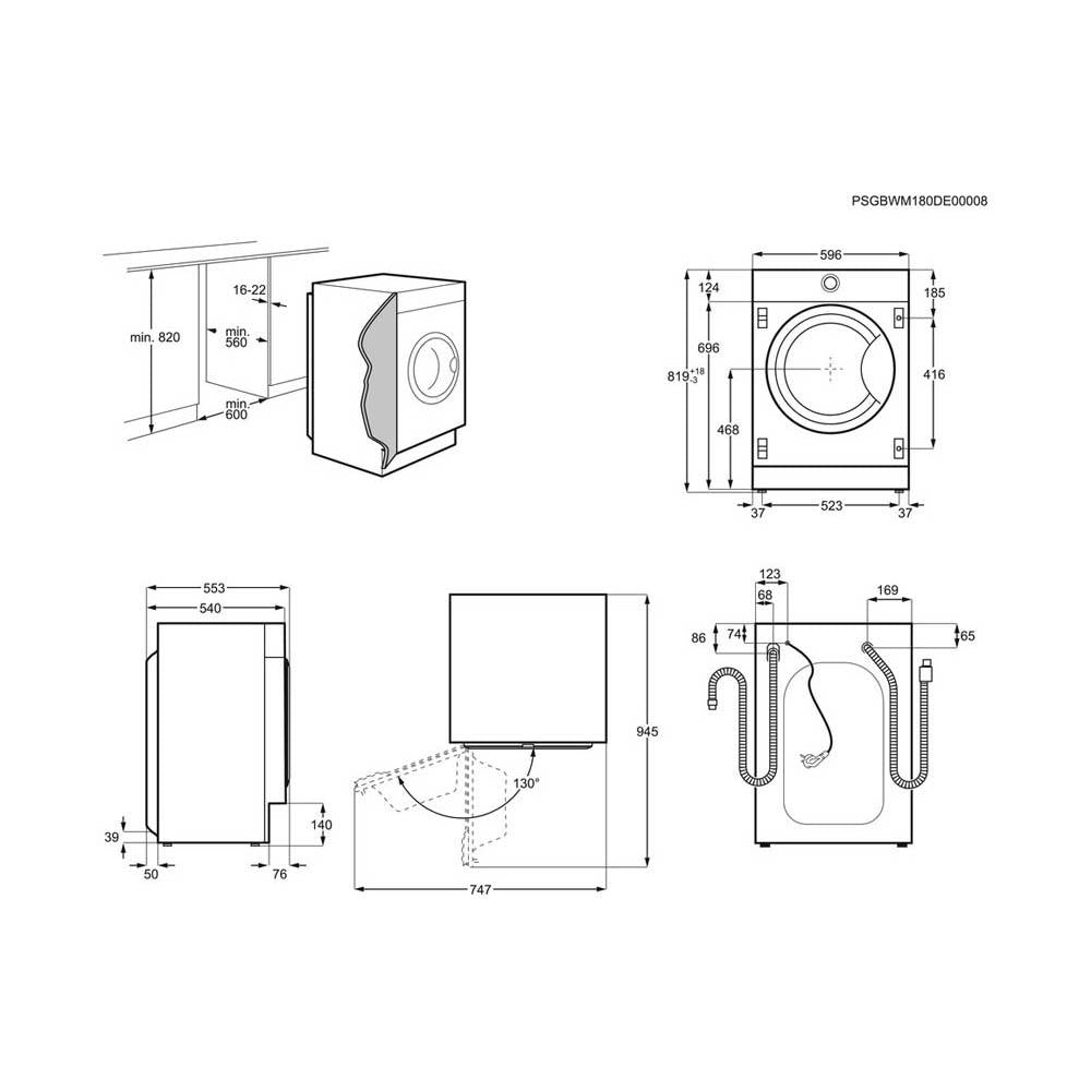 AEG L7FE7261BI Built In 7kg 1200rpm Washing Machine - White - Unbeatable Bathrooms