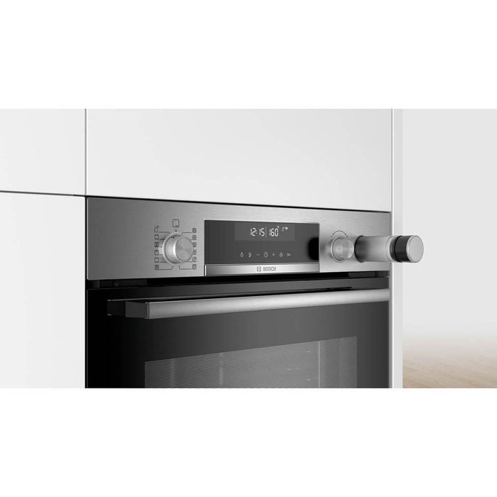 Bosch Serie 6 HRS578BS6B Built In Stainless Steel Single Pyrolytic Oven With Steam - Unbeatable Bathrooms