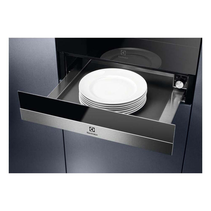 Electrolux EBD4X 14cm Black Glass and Stainless Steel Warming Drawer - Unbeatable Bathrooms