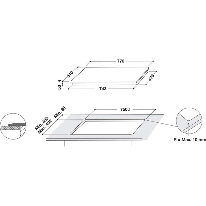 Hotpoint TB 3977B BF 77cm Black Induction Hob - Unbeatable Bathrooms