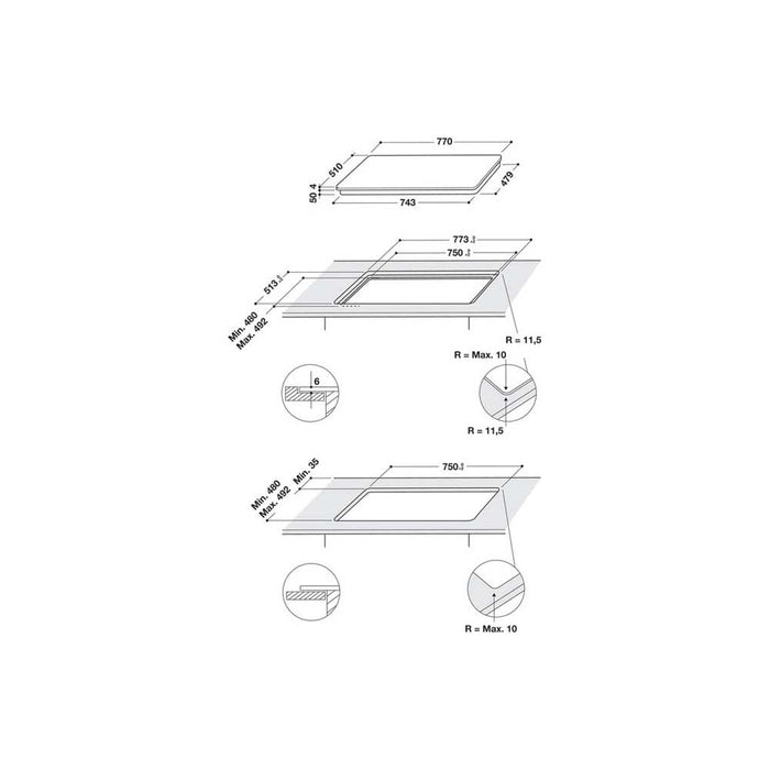 Indesit IB 21B77 NE 77cm Black Induction Hob - Unbeatable Bathrooms