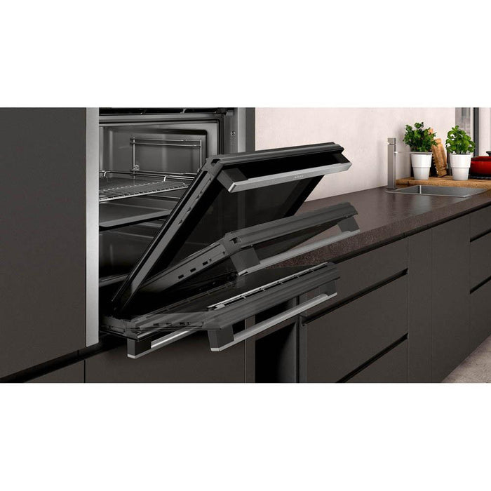 Neff N50 B6ACH7HH0B Stainless Steel Built In Single Slide and Hide Pyrolytic Oven - Unbeatable Bathrooms