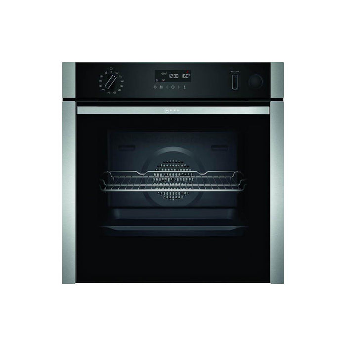 Neff N50 B4AVH1AH0B Stainless Steel Built In Single Slide and Hide Electric Oven with Steam - Unbeatable Bathrooms