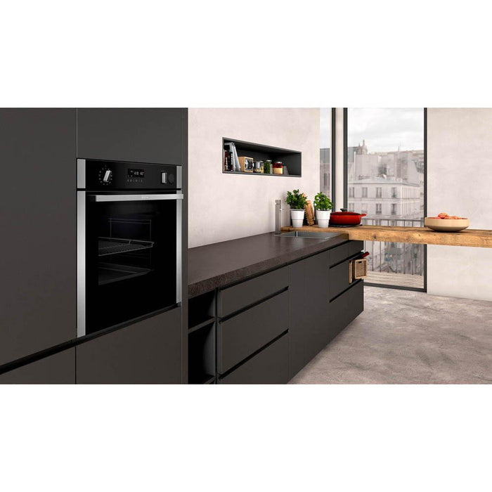 Neff N50 B5AVM7HH0B Stainless Steel Built In Single Slide and Hide Pyrolytic Oven with Steam - Unbeatable Bathrooms