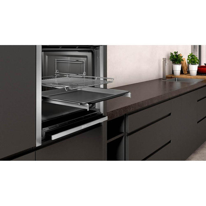 Neff N50 B5AVM7HH0B Stainless Steel Built In Single Slide and Hide Pyrolytic Oven with Steam - Unbeatable Bathrooms