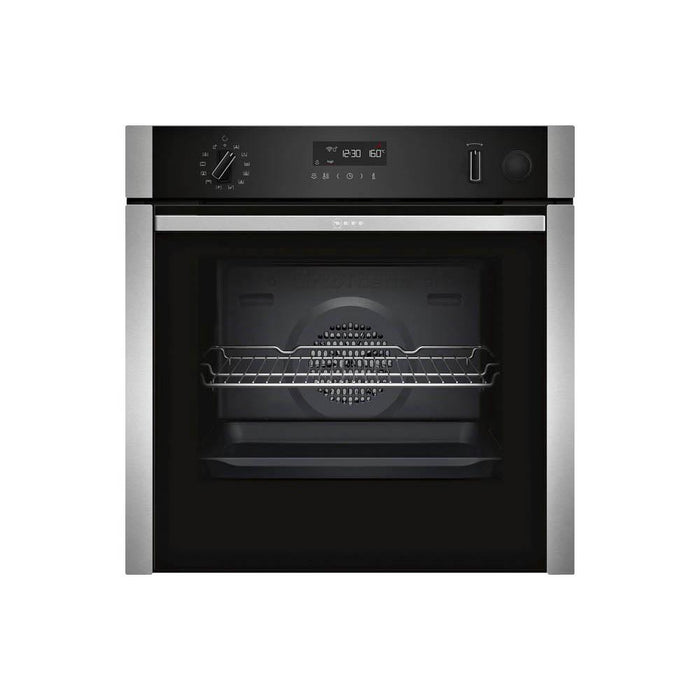 Neff N50 B5AVM7HH0B Stainless Steel Built In Single Slide and Hide Pyrolytic Oven with Steam - Unbeatable Bathrooms
