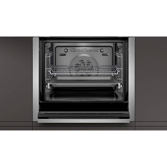 Neff N50 B5ACM7HH0B Stainless Steel Built In Single Slide and Hide Pyrolytic Oven - Unbeatable Bathrooms