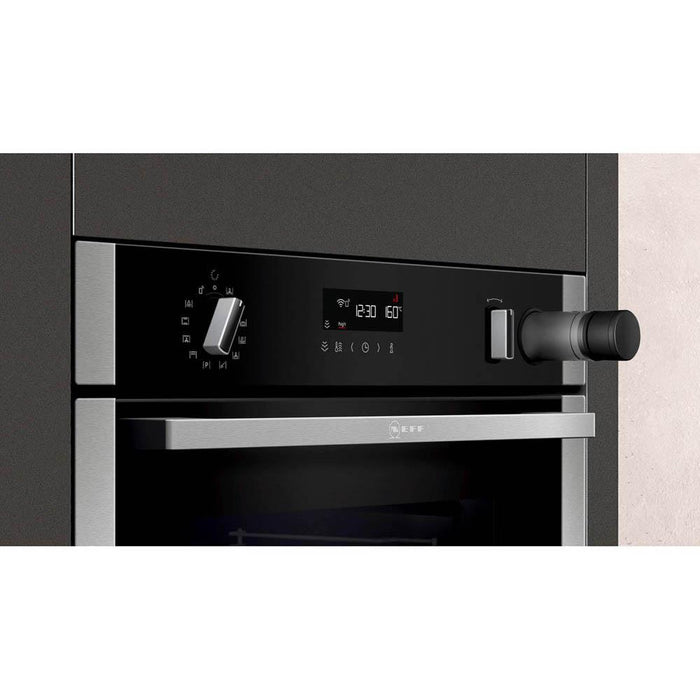 Neff N50 B5AVH6AH0B Stainless Steel Built In Single Slide and Hide Pyrolytic Oven with Steam - Unbeatable Bathrooms