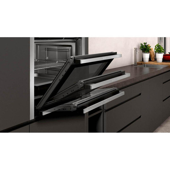 Neff N50 B5AVH6AH0B Stainless Steel Built In Single Slide and Hide Pyrolytic Oven with Steam - Unbeatable Bathrooms