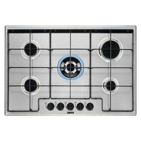 Zanussi ZGNN752X 75cm Stainless Steel Gas Hob - Unbeatable Bathrooms