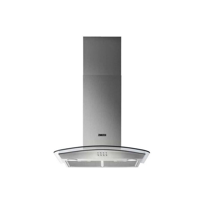 Zanussi ZHC62352X 60cm Stainless Steel Curved Glass Chimney Hood - Unbeatable Bathrooms