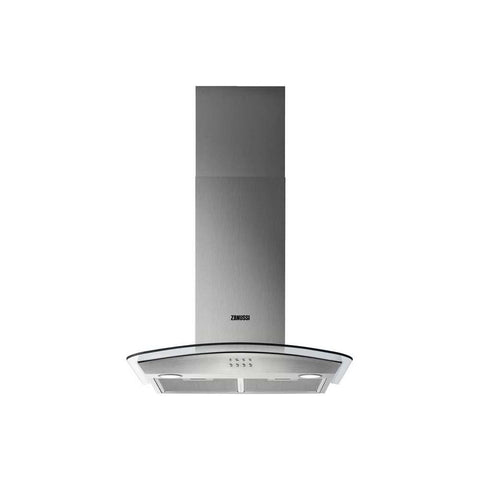 Zanussi ZHC62352X 60cm Stainless Steel Curved Glass Chimney Hood - Unbeatable Bathrooms