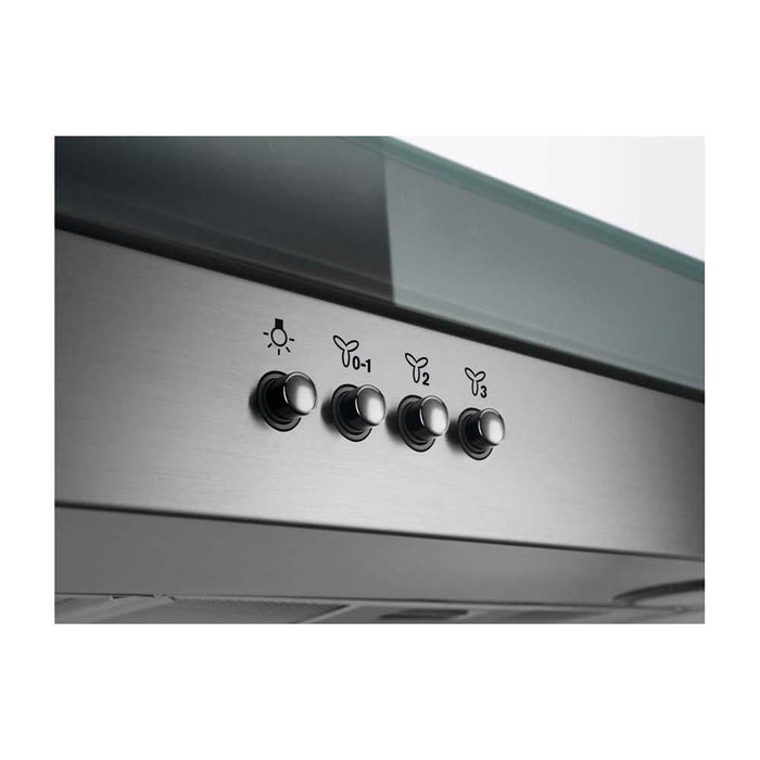 Zanussi ZHC62352X 60cm Stainless Steel Curved Glass Chimney Hood - Unbeatable Bathrooms