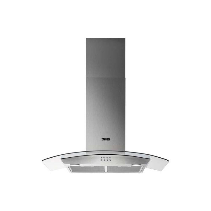 Zanussi ZHC92352X 90cm Stainless Steel Curved Glass Chimney Hood - Unbeatable Bathrooms