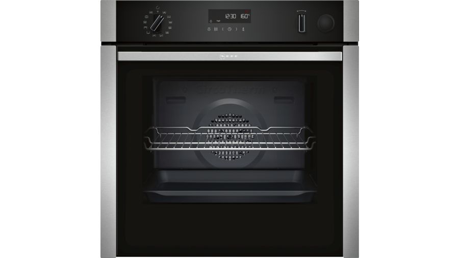 Neff N50 B3AVH4HN1 Stainless Steel Built In Single Hide Oven with Steam Function - Unbeatable Bathrooms