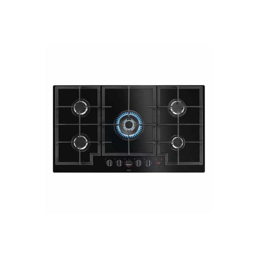 AEG HKB95450NB 90cm Black Gas on Glass Hob - Unbeatable Bathrooms