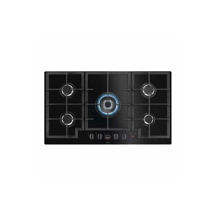 AEG HKB95450NB 90cm Black Gas on Glass Hob - Unbeatable Bathrooms