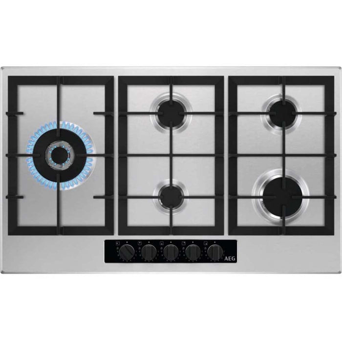 AEG HGB95522YM 90cm Stainless Steel Gas Hob - Unbeatable Bathrooms