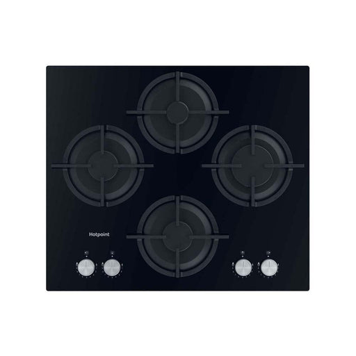Hotpoint HGS 61S BK 60cm Black Gas on Glass Hob - Unbeatable Bathrooms