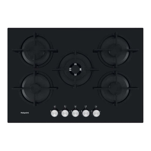 Hotpoint HGS 72S BK 75cm Black Gas on Glass Hob - Unbeatable Bathrooms