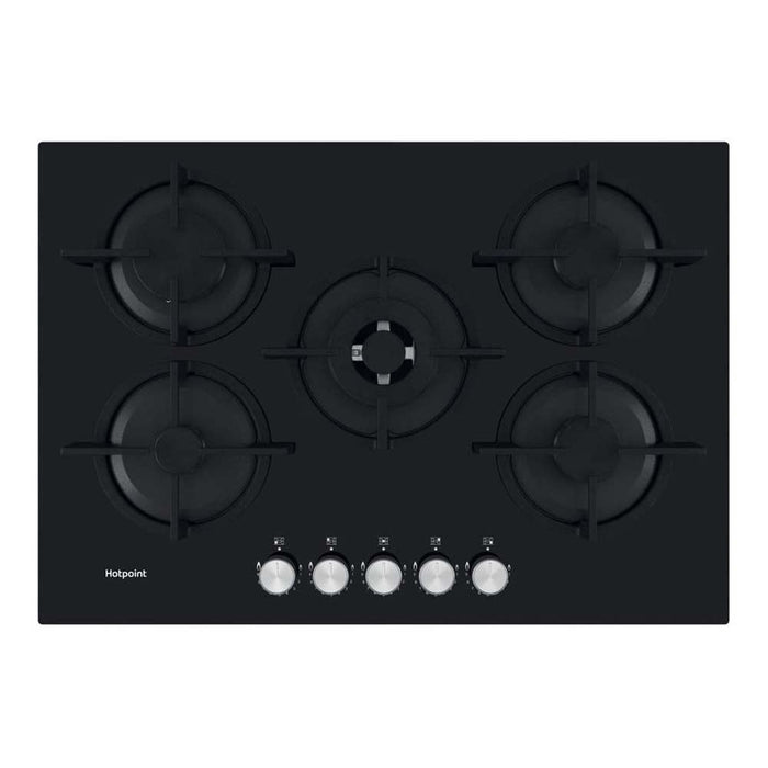 Hotpoint HGS 72S BK 75cm Black Gas on Glass Hob - Unbeatable Bathrooms