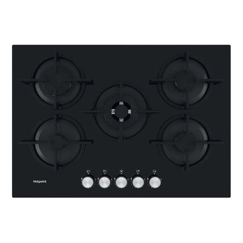 Hotpoint HGS 72S BK 75cm Black Gas on Glass Hob - Unbeatable Bathrooms