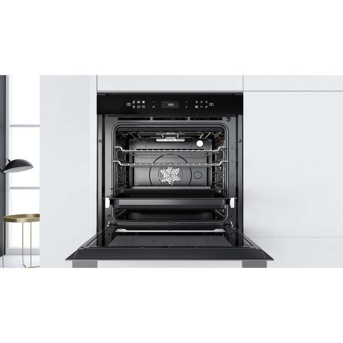 Whirlpool W7 OM4 4BPS1 P Built In Black and Stainless Steel Single Pyrolytic Oven - Unbeatable Bathrooms