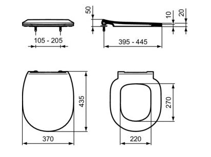 Ideal Standard Concept Slim Soft Close Seat & Cover Inc Hinges - Unbeatable Bathrooms