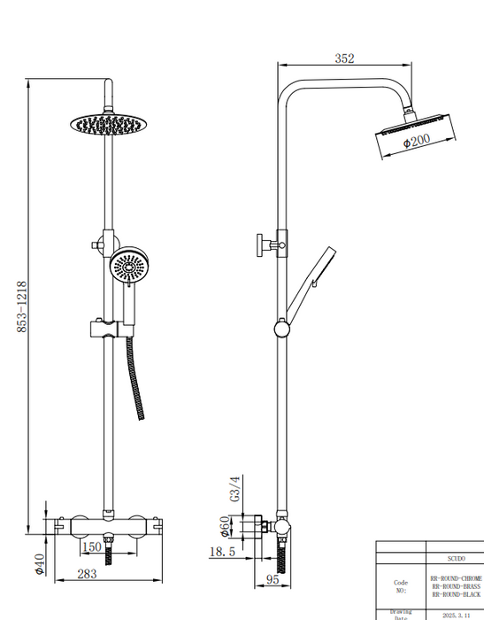 Scudo Serena Chrome Round Shower Set Inc. Easykit - Unbeatable Bathrooms