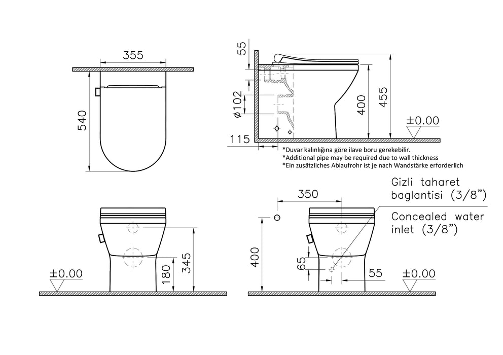 Vitra Integra Aquacare Back-to-Wall Shower Bidet Toilet