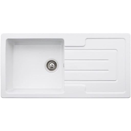 Abode Acton 1B & Drainer Ceramic Inset Sink - White - Unbeatable Bathrooms