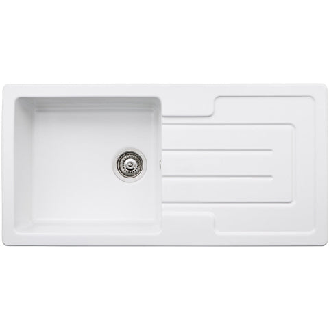 Abode Acton 1B & Drainer Ceramic Inset Sink - White - Unbeatable Bathrooms