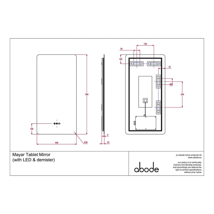 Abode Aruna 450x900mm Frameless Tablet LED Mirror - Unbeatable Bathrooms