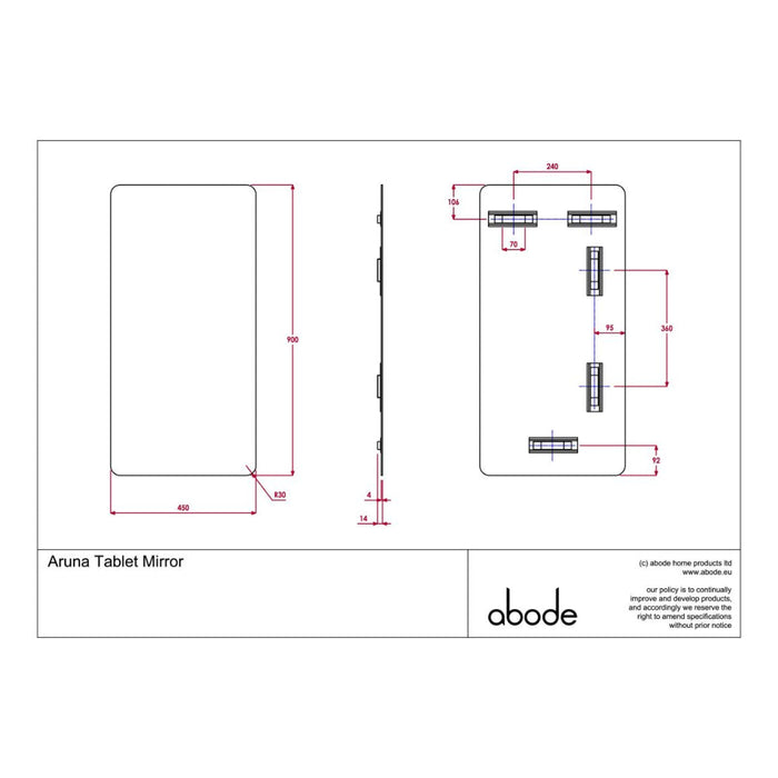 Abode Aruna 450x900mm Frameless Tablet Mirror - Unbeatable Bathrooms