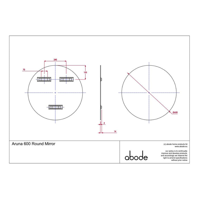 Abode Aruna 600mm Frameless Round Mirror - Unbeatable Bathrooms