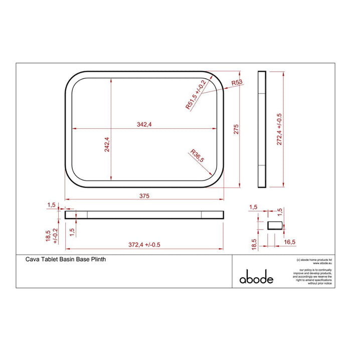 Abode Cava Tablet Basin Plinth - Unbeatable Bathrooms