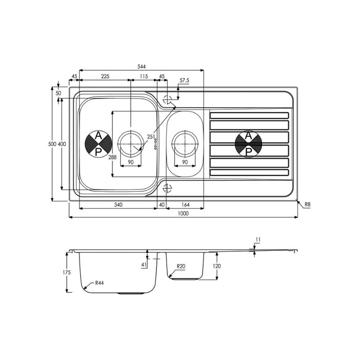 Abode Connekt 1.5B & Drainer Inset Sink - St/Steel - Unbeatable Bathrooms