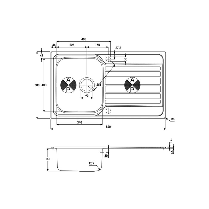 Abode Connekt 1B & Drainer Inset Sink - St/Steel - Unbeatable Bathrooms