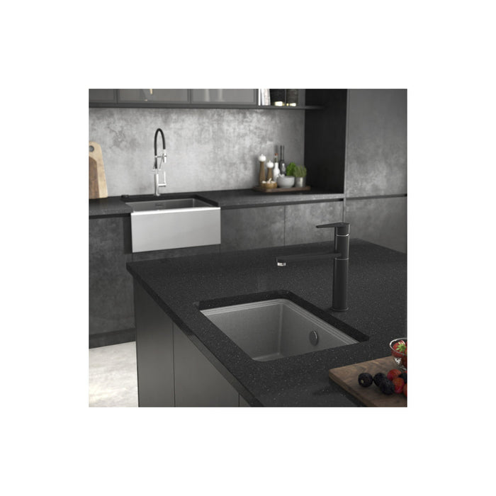 Abode Denton Compact 1B Undermount Sink - Grey Metallic - Unbeatable Bathrooms