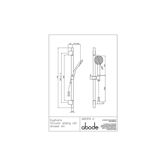 Abode Euphoria Sliding Rail Shower Kit (Single Pattern) - Chrome - Unbeatable Bathrooms