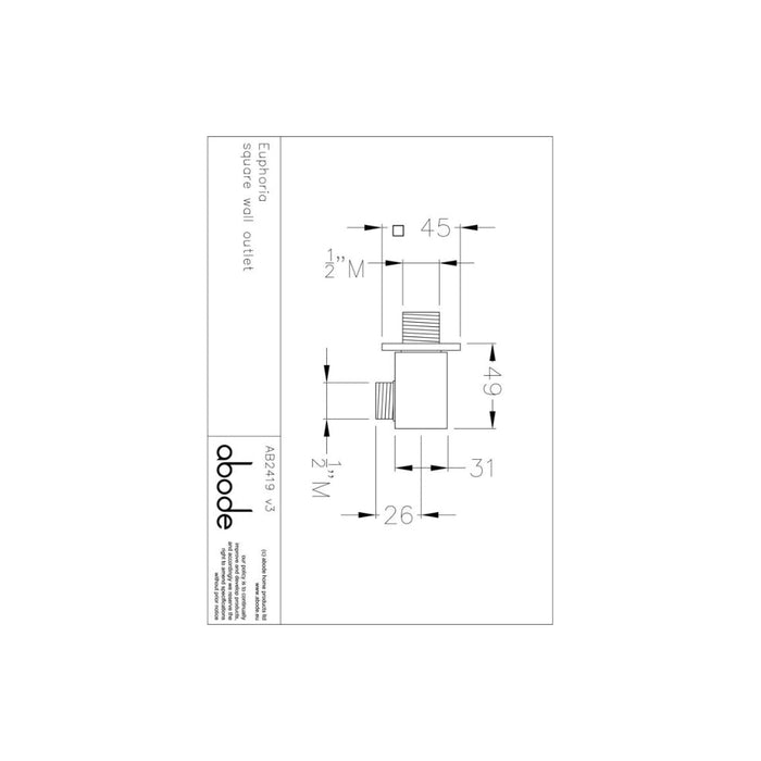 Abode Euphoria Square Wall Outlet - Chrome - Unbeatable Bathrooms