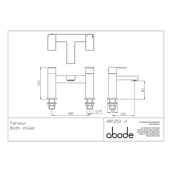 Abode Fervour Pack Offer 3 (Tall Basin Mixer & Bath Filler) - Chrome - Unbeatable Bathrooms