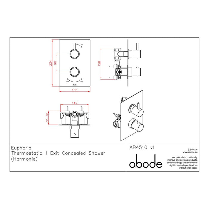 Abode Harmonie Concealed Shower (1 Exit) - Chrome - Unbeatable Bathrooms
