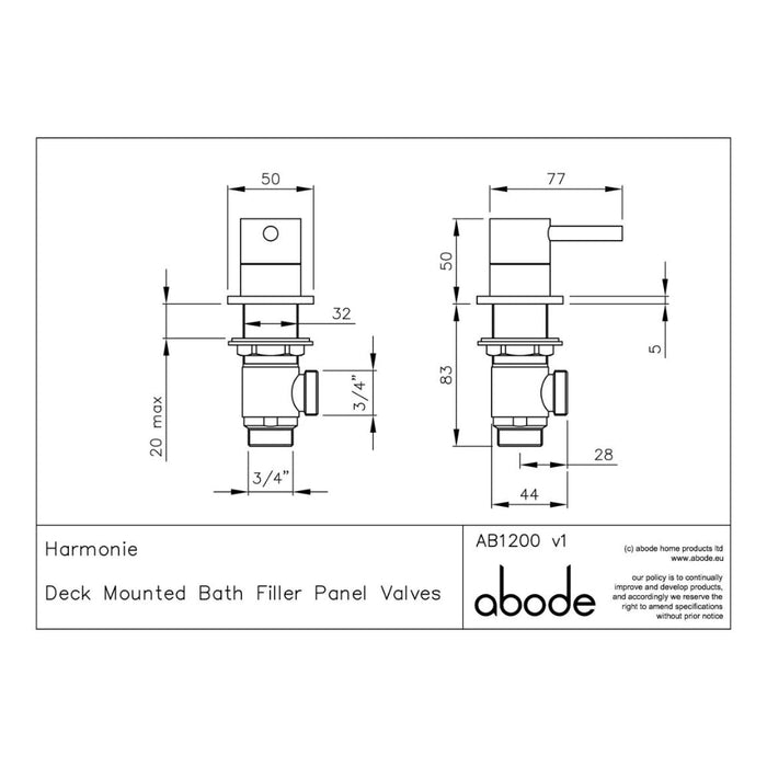 Abode Harmonie Round Bath Filler Panel Valves (Pair) - Unbeatable Bathrooms