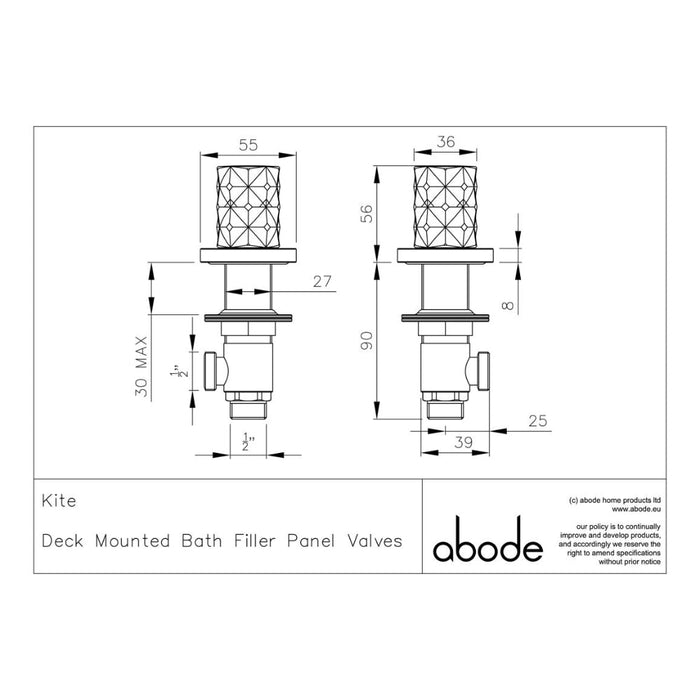 Abode Kite Deck Mounted Panel Valves - Unbeatable Bathrooms