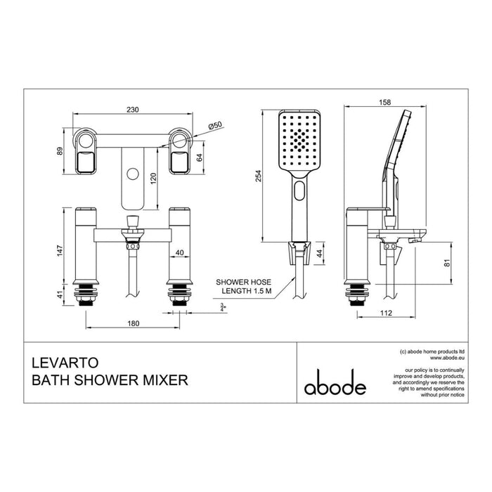 Abode Levarto Deck Mounted Bath Shower Mixer - Brushed Brass - Unbeatable Bathrooms