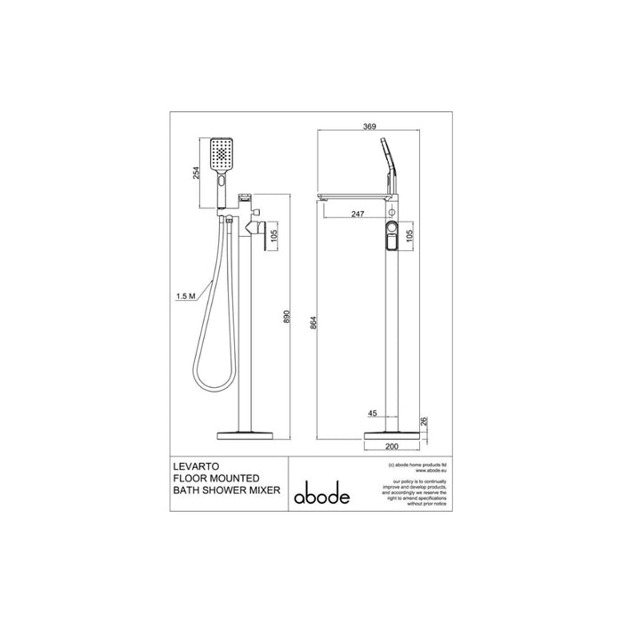 Abode Levarto Floor Standing Bath Shower Mixer - Brushed Brass - Unbeatable Bathrooms