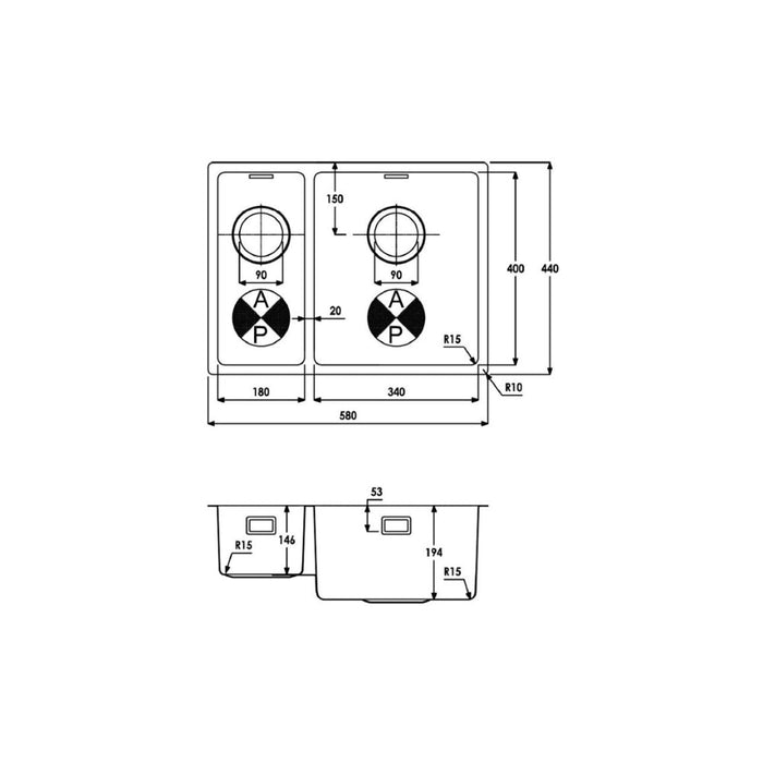 Abode Matrix R15 1.5B Undermount/Inset Sink - Unbeatable Bathrooms