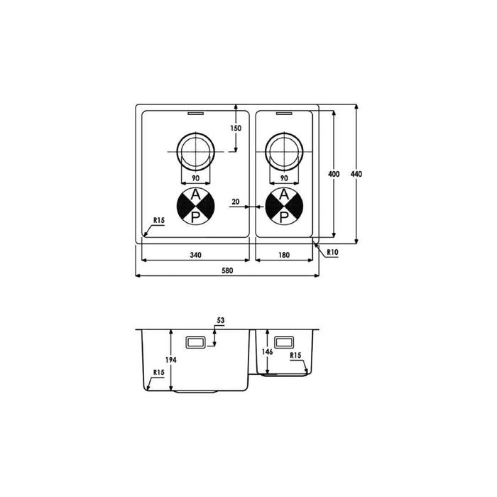 Abode Matrix R15 1.5B Undermount/Inset Sink - Unbeatable Bathrooms